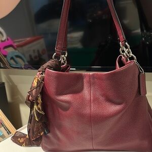 Coach Burgundy Leather Tote Bag